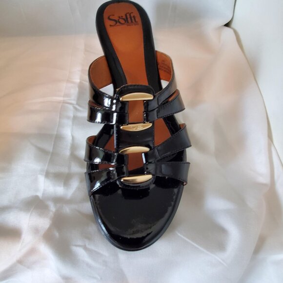 SOFFT  ABBY - Black patent leather strappy sandal  size 9.5 medium - Picture 1 of 4